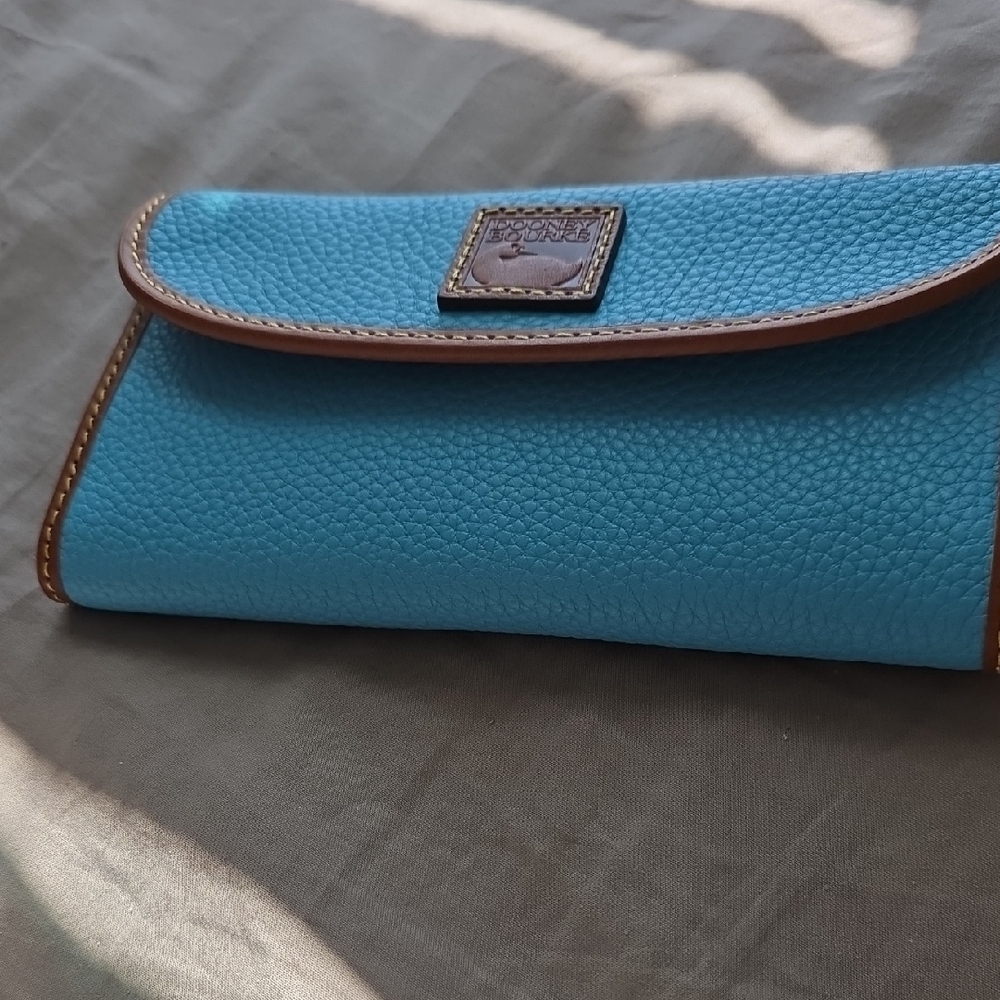 Dooney & Bourke Blue and Brown Leather Wallet